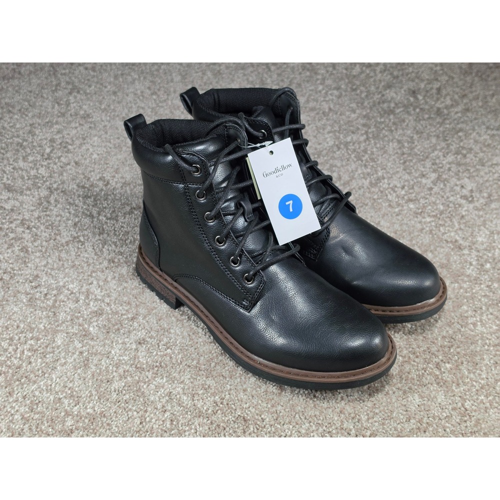 Goodfellow & Co Mens Jeffrey Black Lace Up Combat Boots Size 7 New